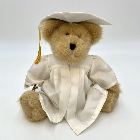 Boyds Bears Ima Scholar Graduation Bear Diploma White Gown Brown Teddy Plush 10" - Picture 1 of 9